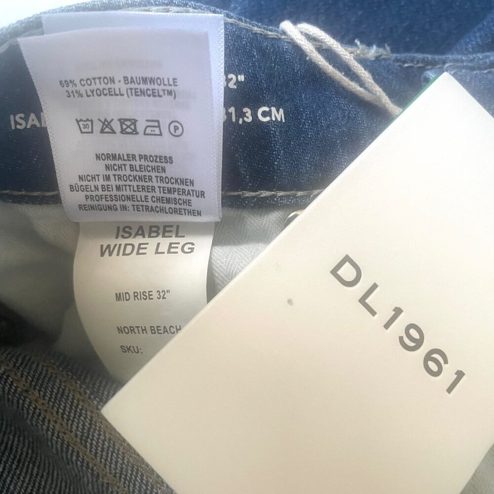 DL1961 Isabel Pleated Mid Rise Wide Leg Jeans Womens 28 North Beach Blue - Picture 11 of 11
